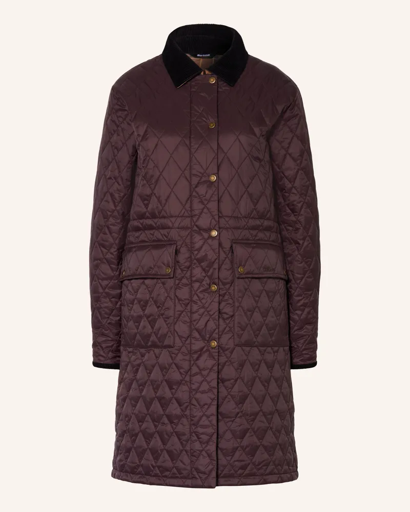 Barbour Steppmantel Rosamund Quilt rot Dunkelbraun
