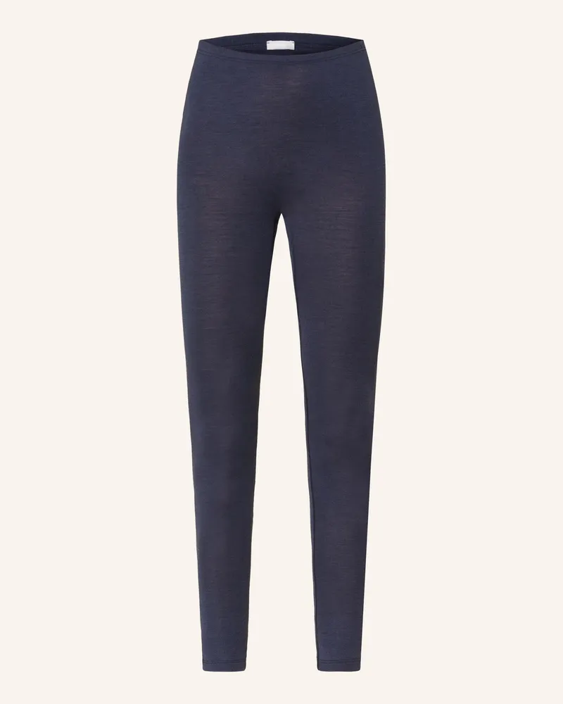 Hanro Lounge-Leggings WOOLEN SILK aus Merinowolle mit Seide Blau