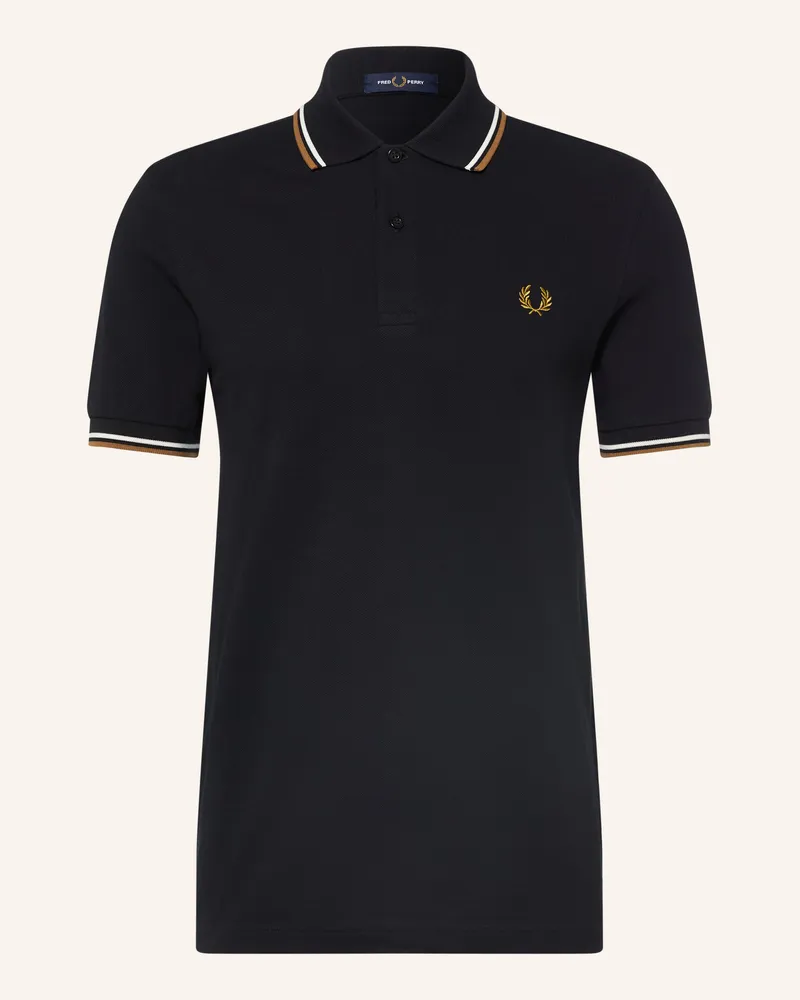 Fred Perry Piqué-Poloshirt schwarz Schwarz