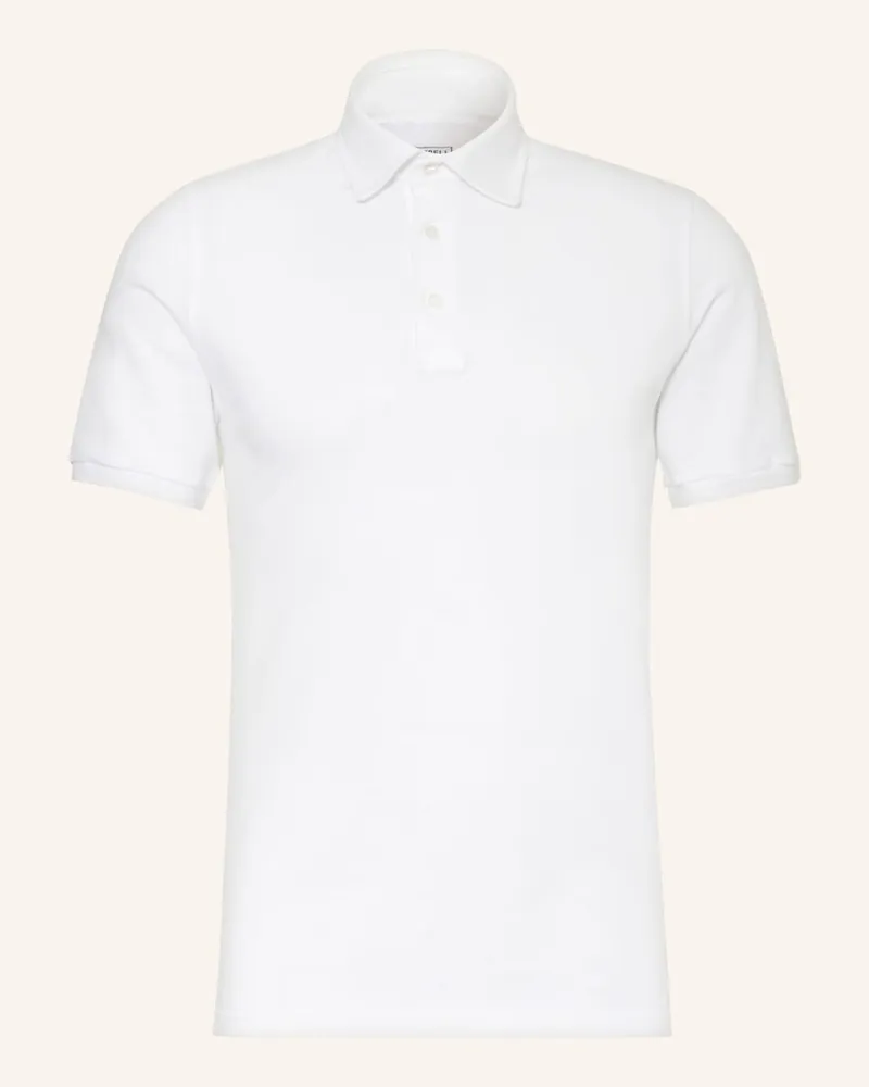 Fedeli Piqué-Poloshirt Extra Slim Fit Weiss