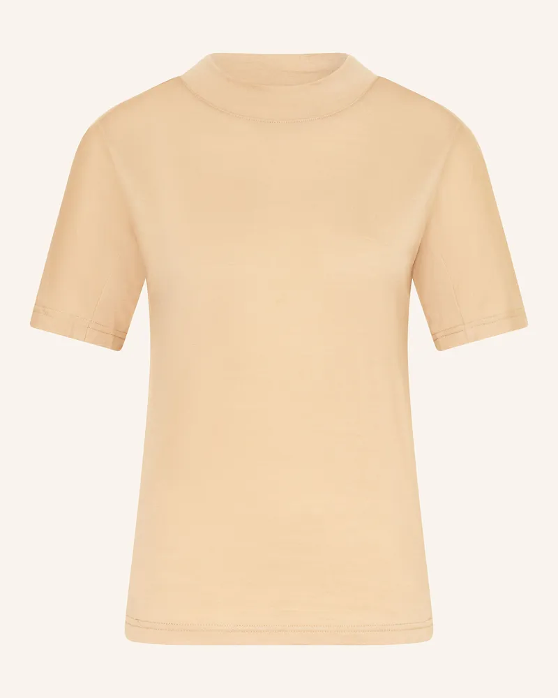 Knowledge Cotton Apparel T-Shirt DYNAMIC WOOL 175 aus Merinowolle Hellbraun
