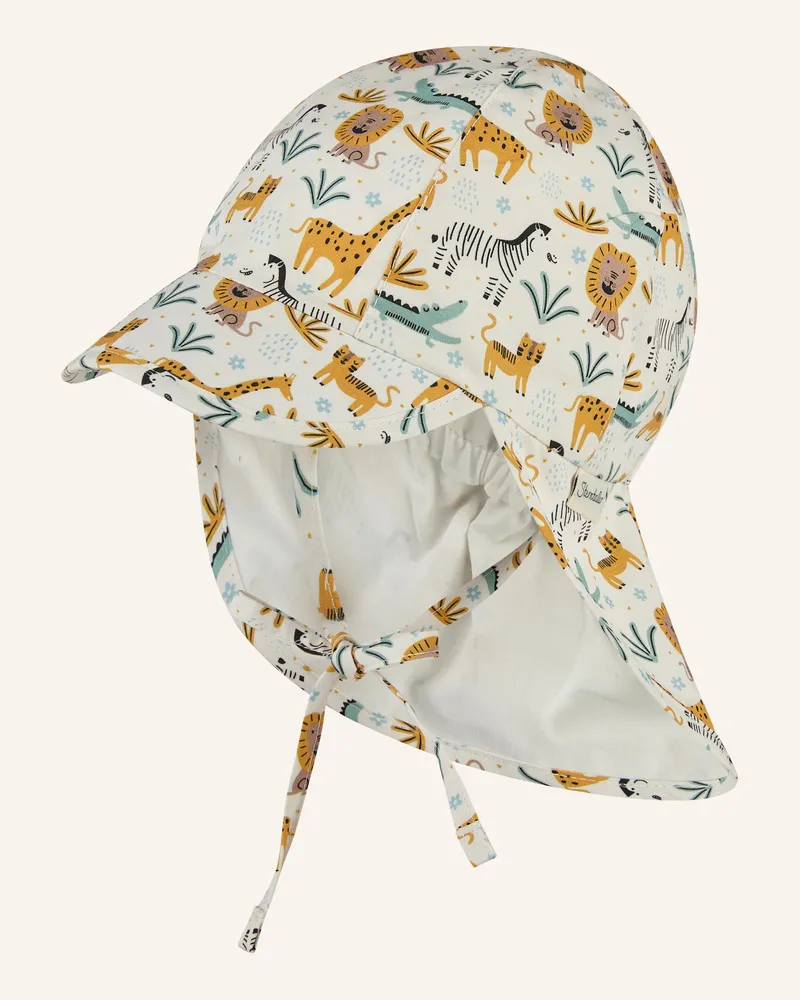 Sterntaler Schirmmütze Mit Nackenschutz Zootiere weiss Beige