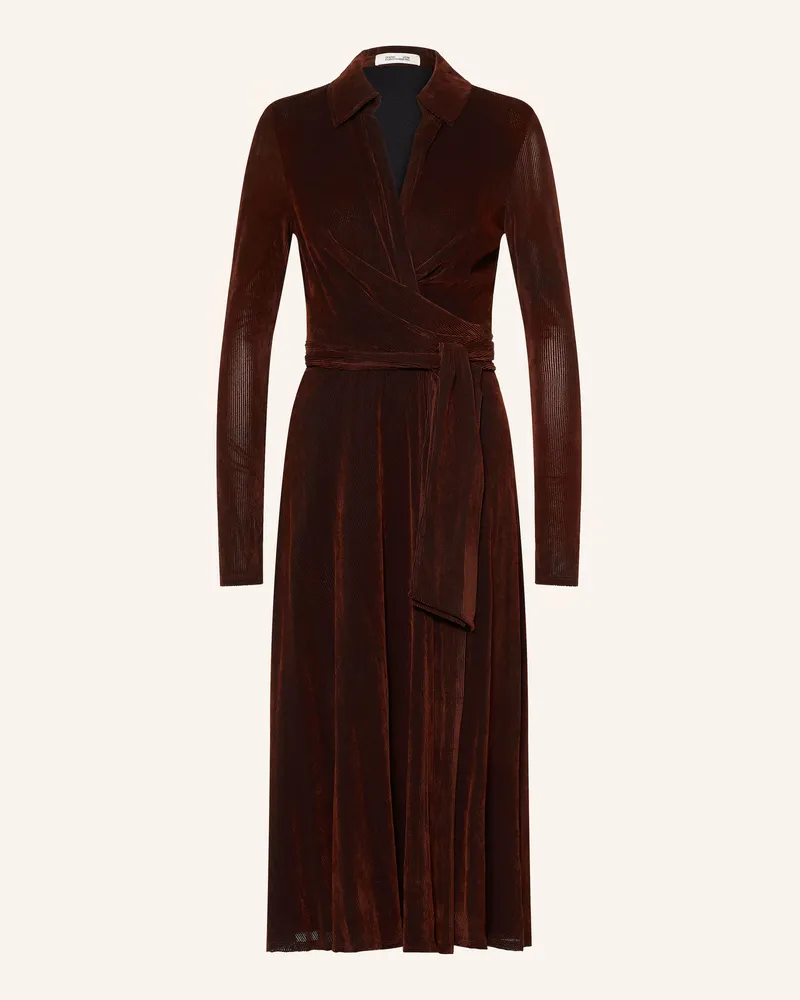 Diane von Furstenberg Wickelkleid Phoenix Aus Mesh braun Dunkelbraun