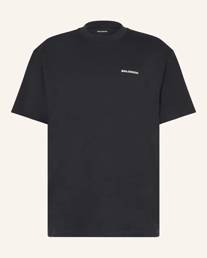Salomon T-Shirt Chest Logo schwarz Schwarz