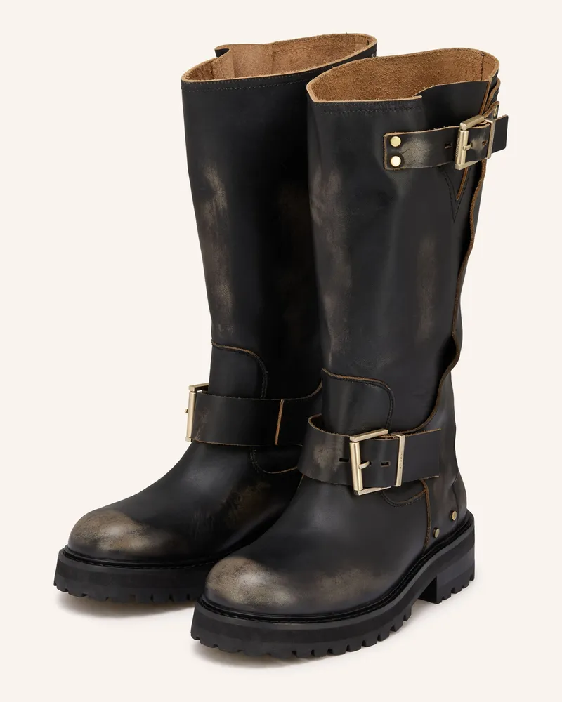 AllSaints Biker Boots TAY Dunkelbraun