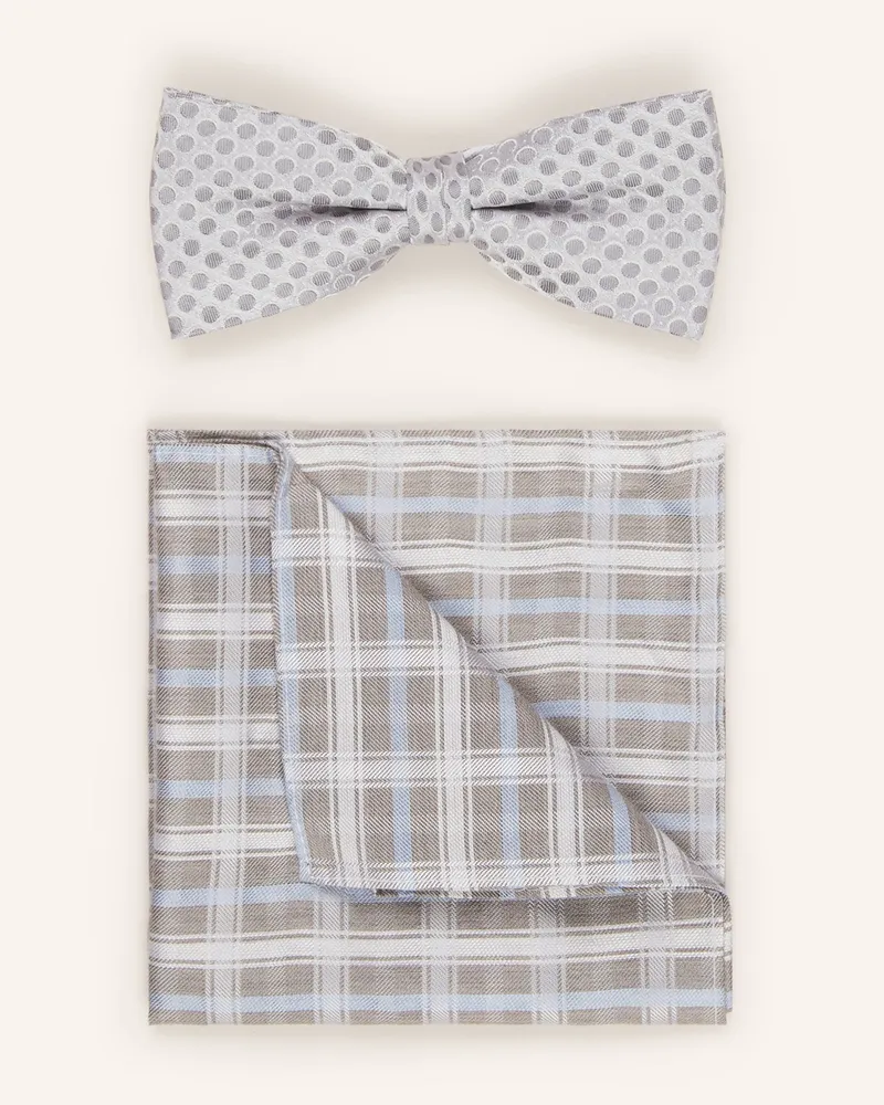 Monti Set: Fliege und Einstecktuch Taupe