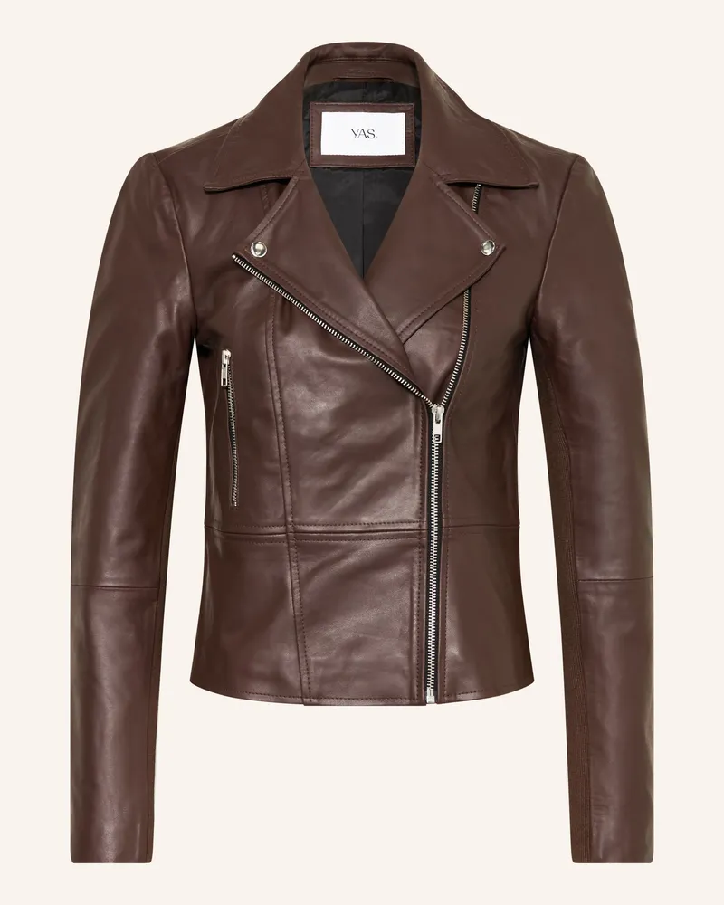 Y.A.S Lederjacke Im Materialmix braun Dunkelrot