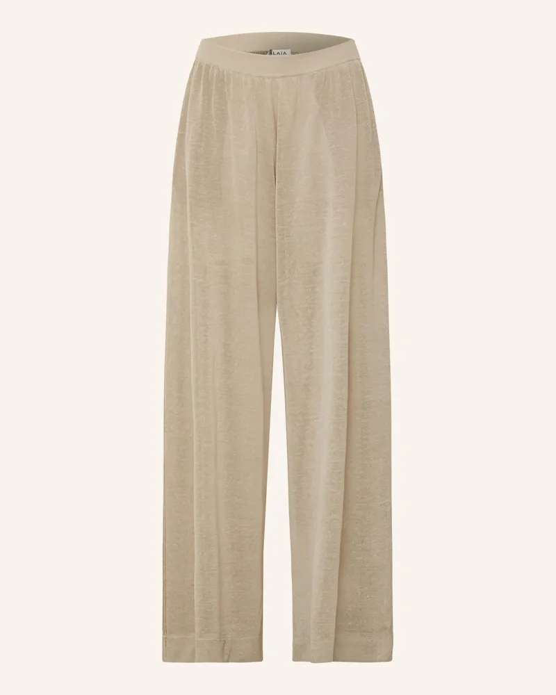 Alaïa Strickhose aus Leinen Beige