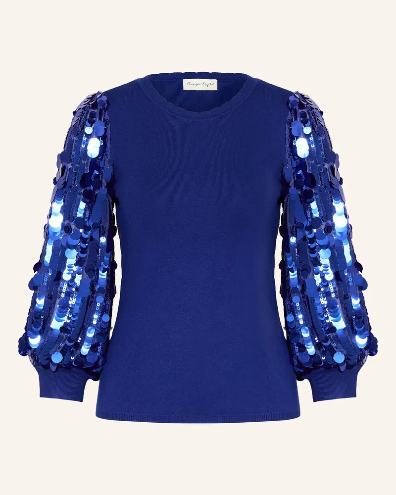Phase Eight Pullover BECKY mit Pailletten und 3/4-Arm Blau