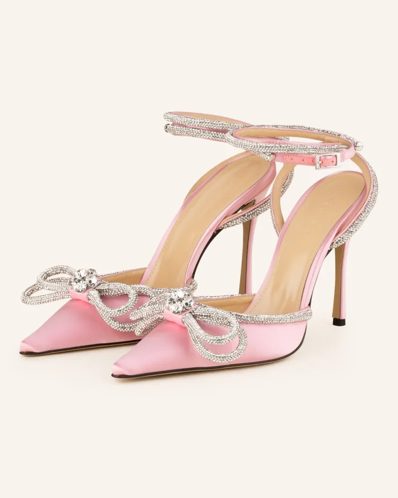 Mach & Mach Sandaletten Double Bow Mit Schmucksteinen pink Rosa