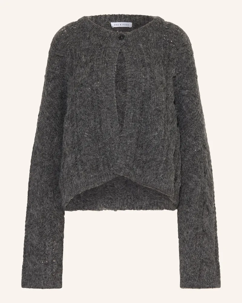 Mrs & HUGS Strickjacke Mit Alpaka grau Dunkelgrau