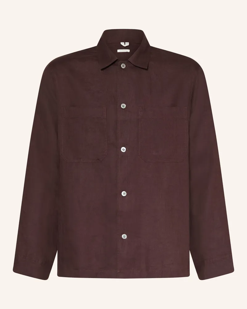 Arket Leinenhemd Relaxed Fit braun Dunkelbraun