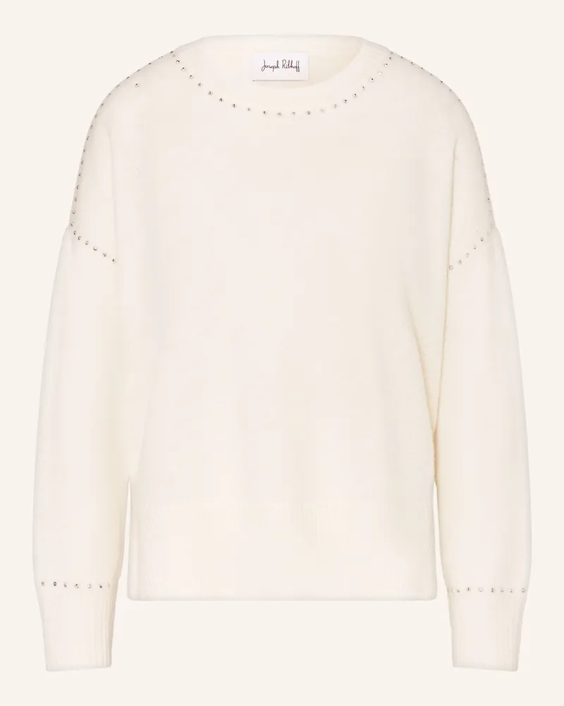 Joseph Ribkoff Cashmere-Pullover mit Schmucksteinen Ecru