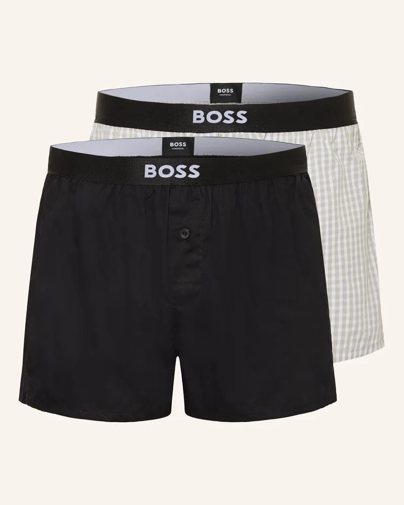 HUGO BOSS 2er-Pack Web-Boxershorts Hellgrau