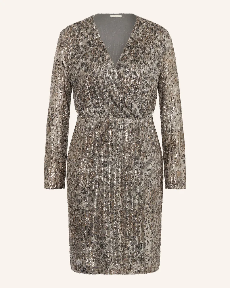 lilienfels Kleid in Wickeloptik mit Pailletten Grau