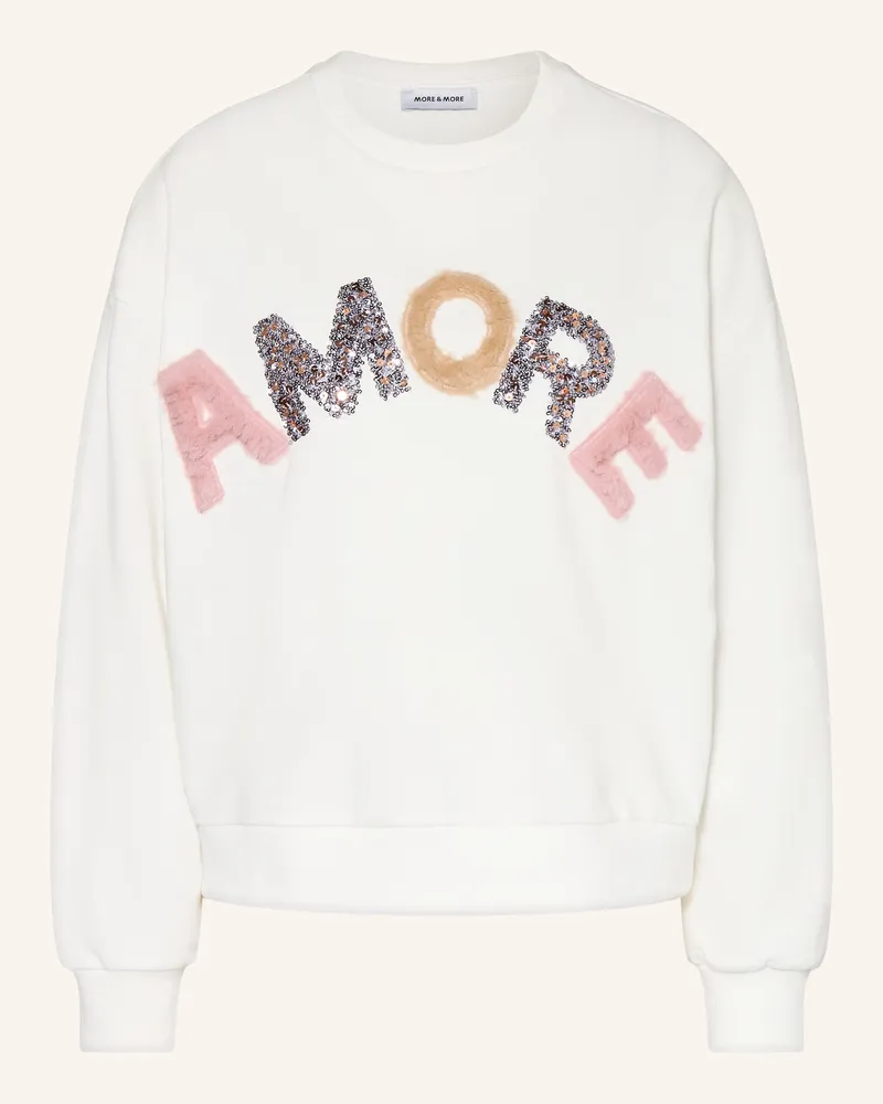 More & More Sweatshirt mit Pailletten Weiss