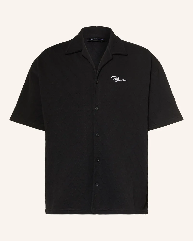 PEGADOR Kurzarm-Hemd Jovren Comfort Fit schwarz Schwarz