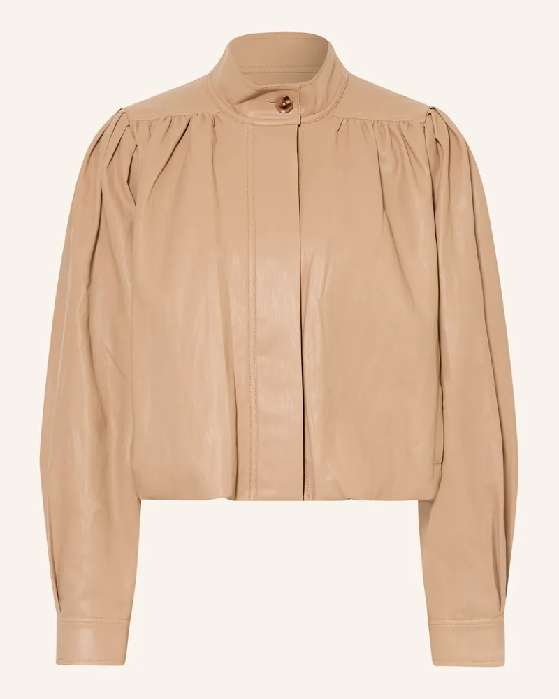 Mrs & HUGS Jacke in Lederoptik Beige