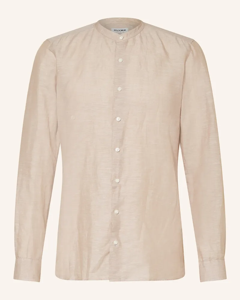 Olymp Hemd Level Five Body Fit Mit Leinen Und Stehkragen beige Beige