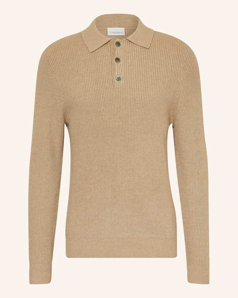 Profuomo Strick-Poloshirt Beige