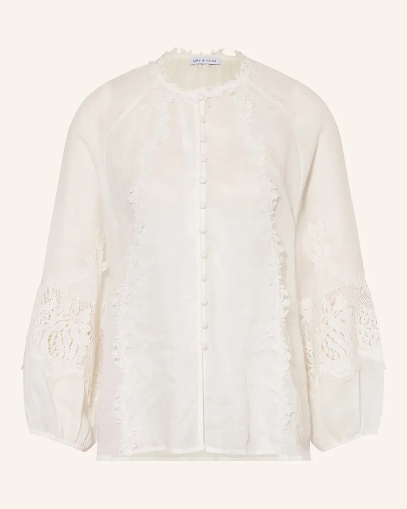 Mrs & HUGS Bluse Mit Spitze weiss Weiss