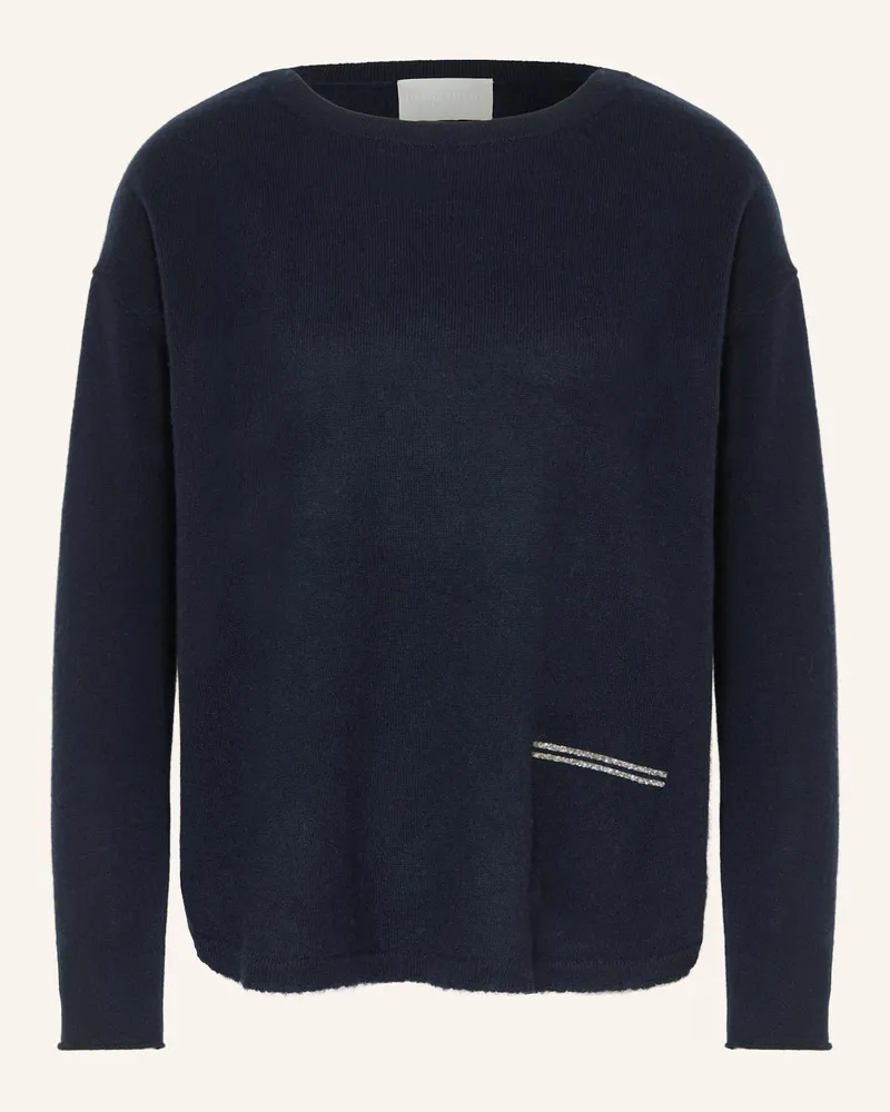 hemisphere Cashmere-Pullover mit Schmucksteinen Dunkelblau