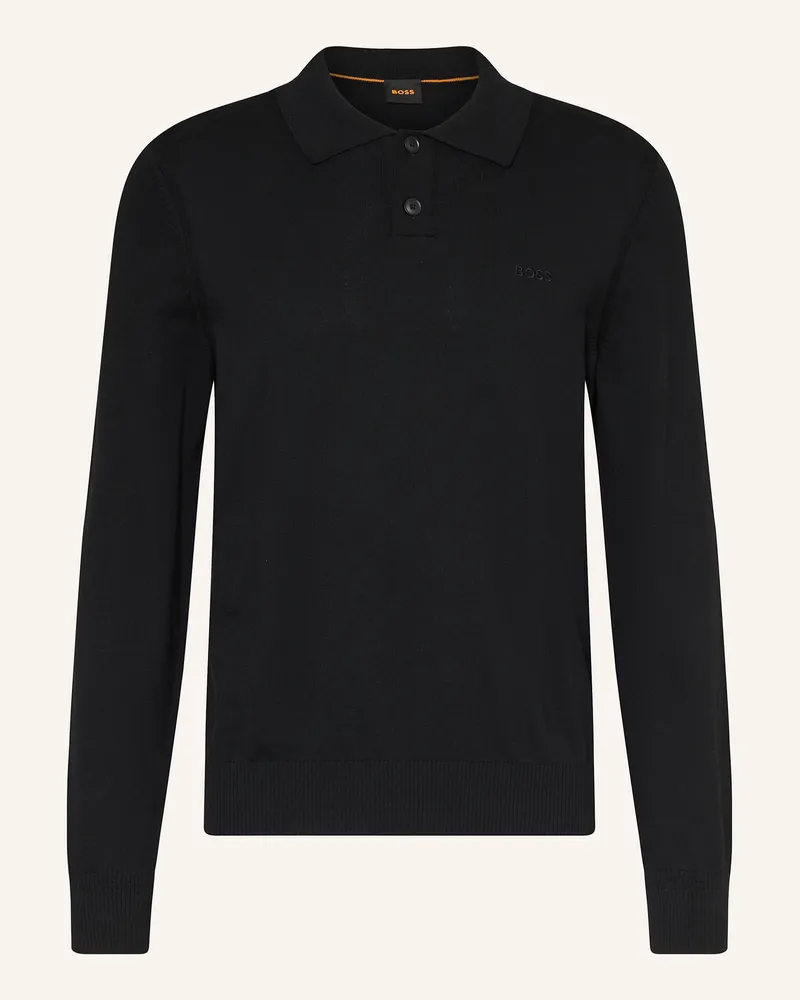 HUGO BOSS Strick-Poloshirt Asac schwarz Schwarz