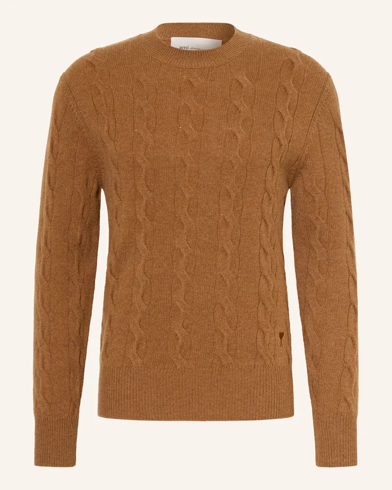 AMI Paris Pullover Aus Merinowolle braun Cognac