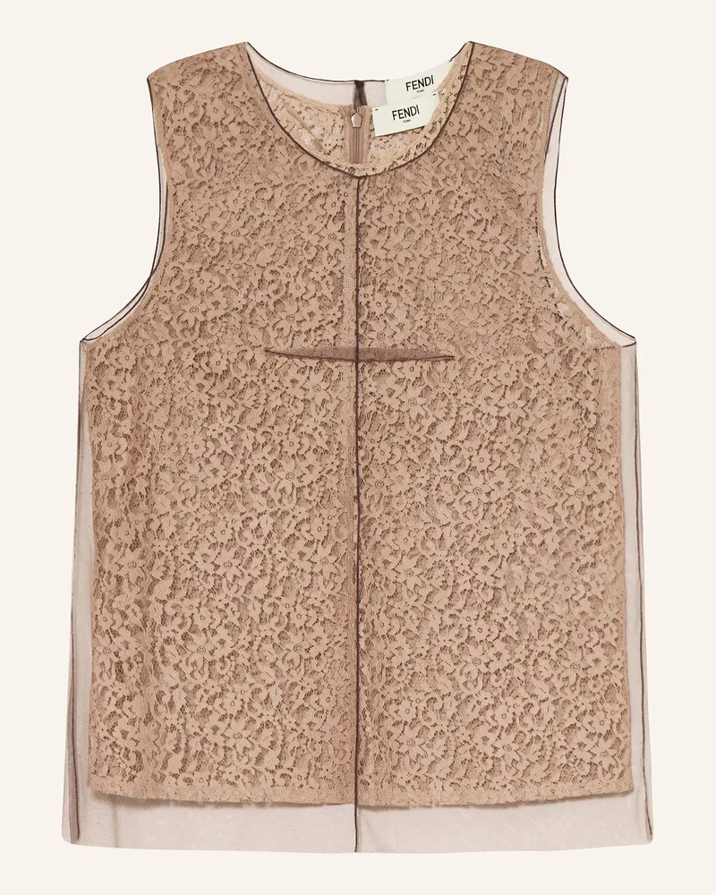Fendi Blusentop Im Materialmix braun Hellbraun