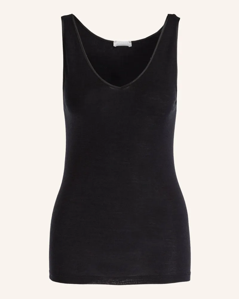 Hanro Top Woolen Silk Aus Merinowolle Mit Seide schwarz Schwarz