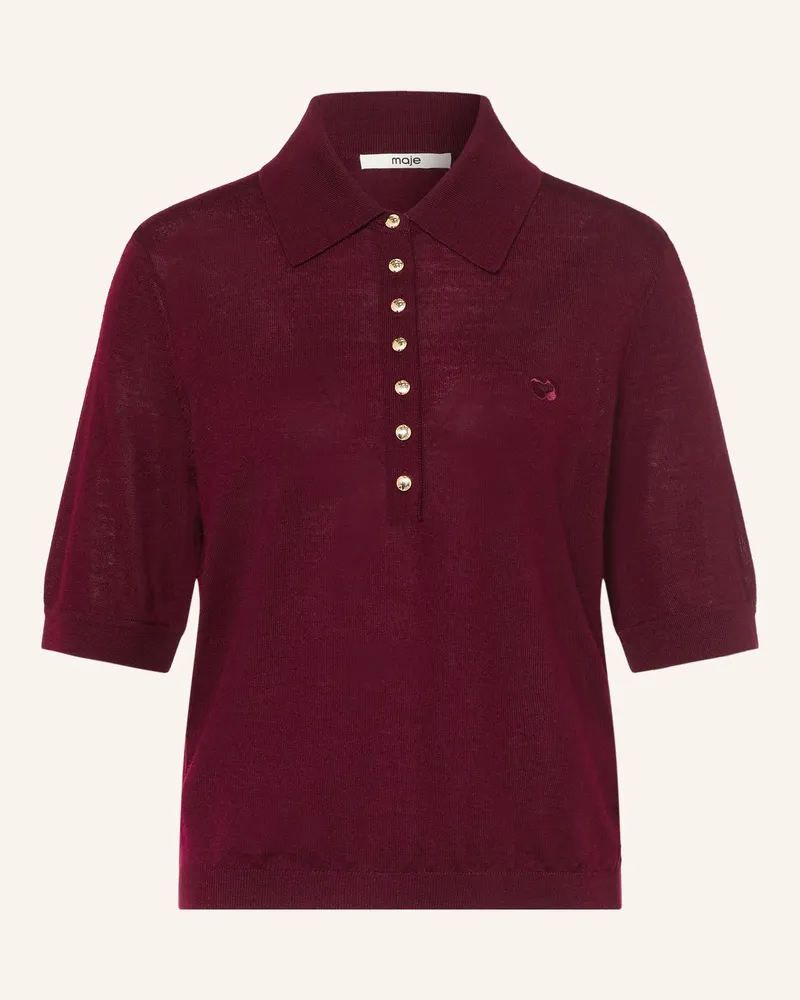 Maje Strick-Poloshirt lila Dunkelrot