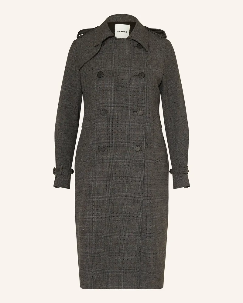 Sandro Trenchcoat mit Schmucksteinen Dunkelgrau