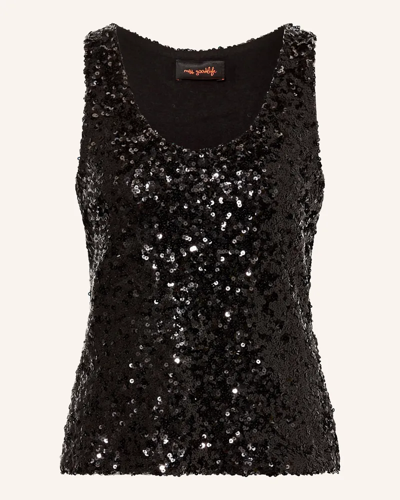 Miss Goodlife Top mit Pailletten Schwarz