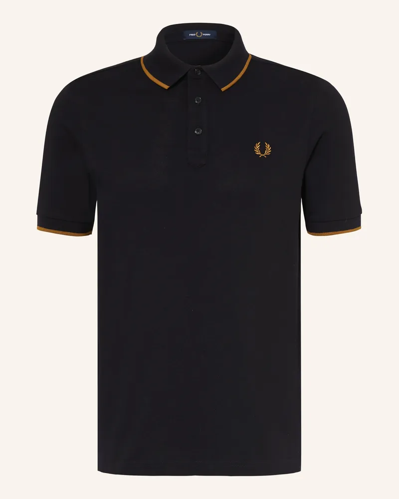 Fred Perry Piqué-Poloshirt schwarz Schwarz
