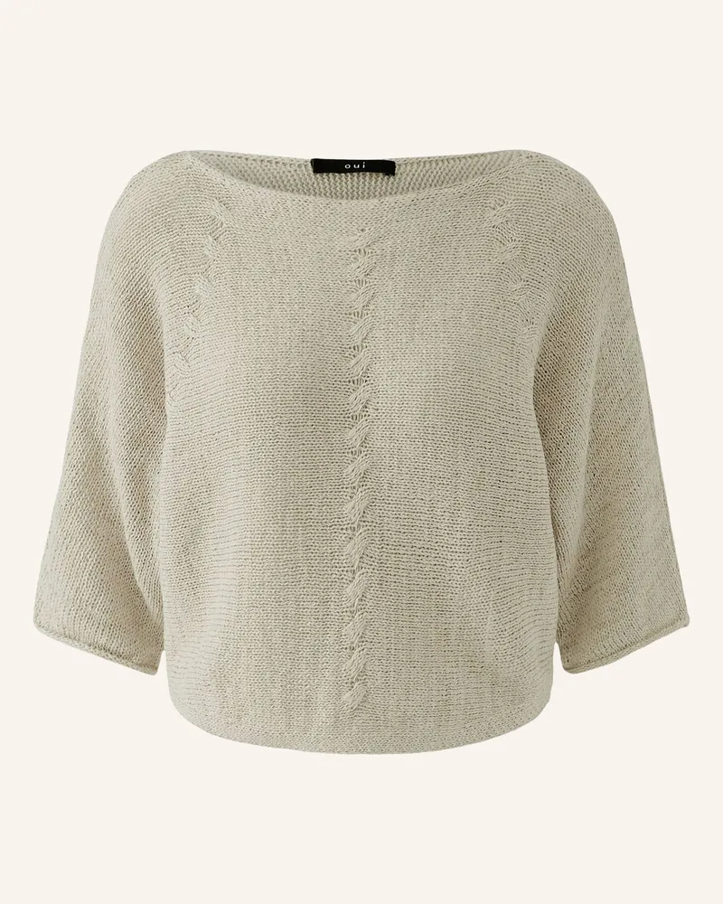 Oui  Strickshirt Mit 3/4-Arm beige Beige