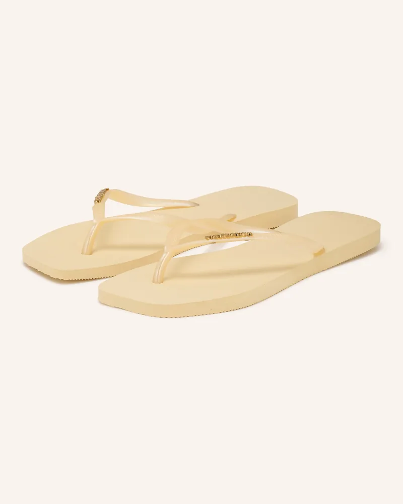 Havaianas Zehentrenner Slim Square Logo Metallic gelb Hellgelb