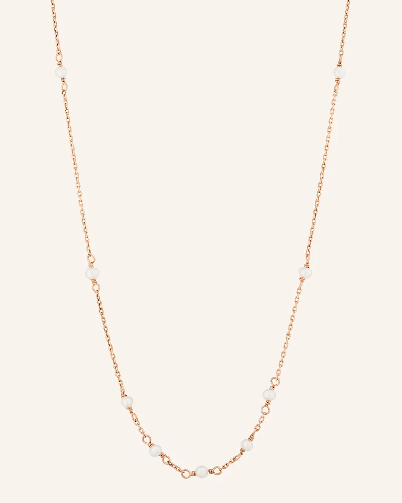 Leaf Halskette WHITE PEARLS aus 14 Karat Roségold Roségold