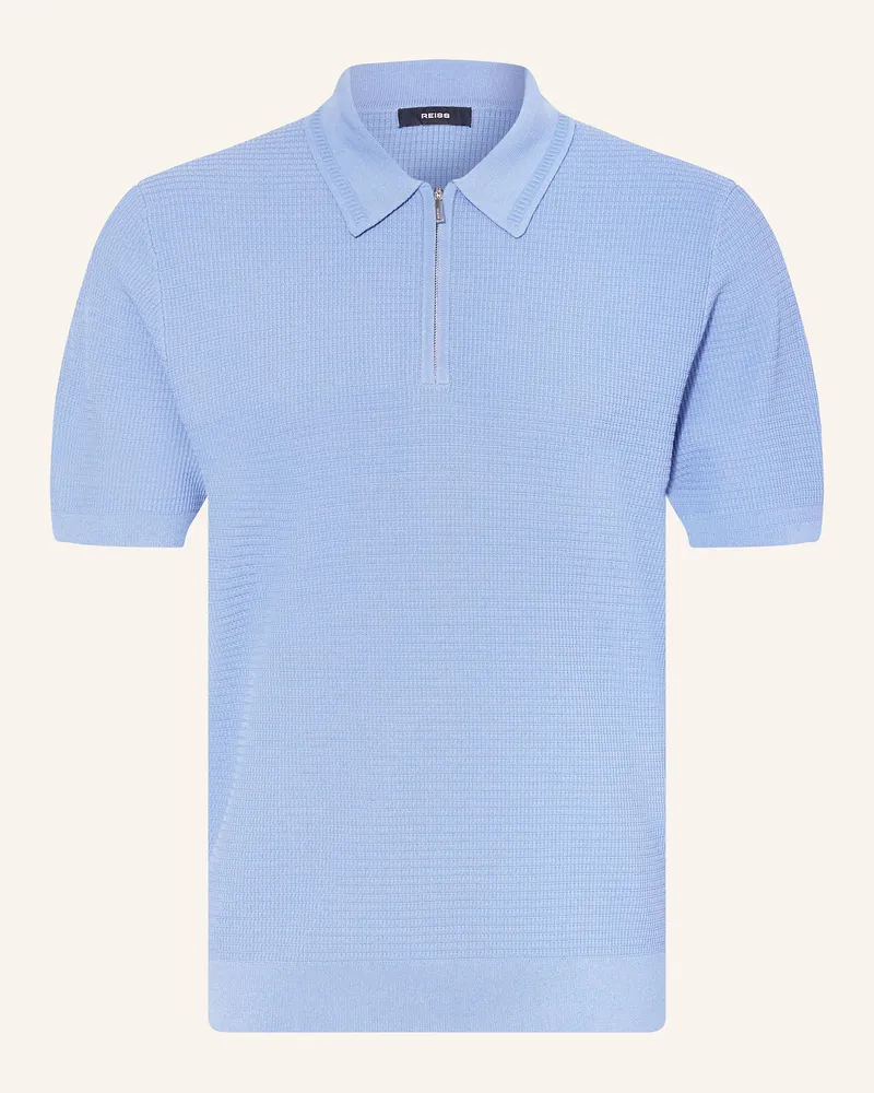 Reiss Strick-Poloshirt Regis blau Hellblau