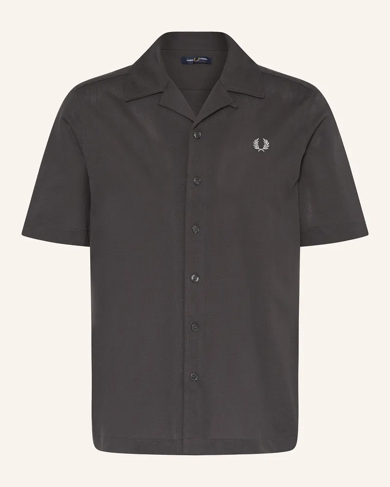 Fred Perry Resorthemd Comfort Fit aus Piqué Dunkelgrau