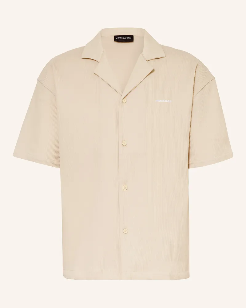 PEGADOR Resorthemd TROY Comfort Fit mit Plissees Beige