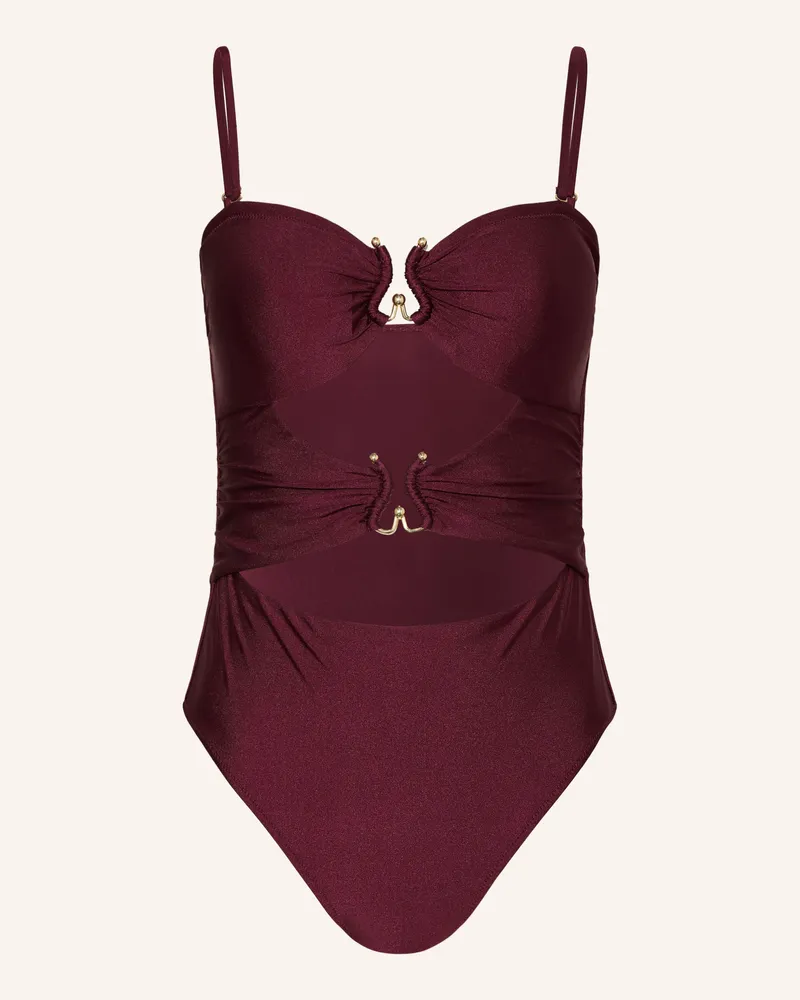 Mrs & HUGS Bandeau-Badeanzug Mit Cut-Outs lila Dunkelrot