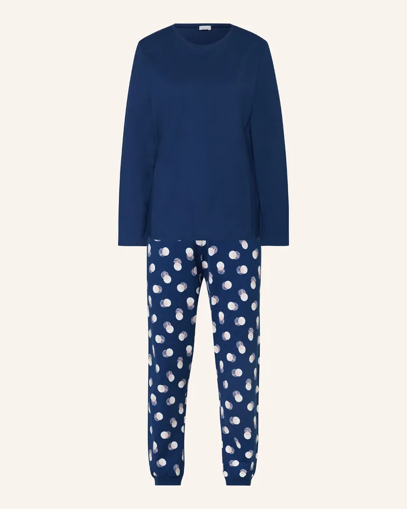 Mey Schlafanzug Serie Scribbled Dots blau Dunkelblau
