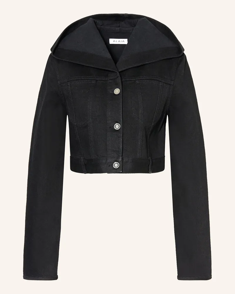 Alaïa Cropped-Jeansjacke schwarz Schwarz