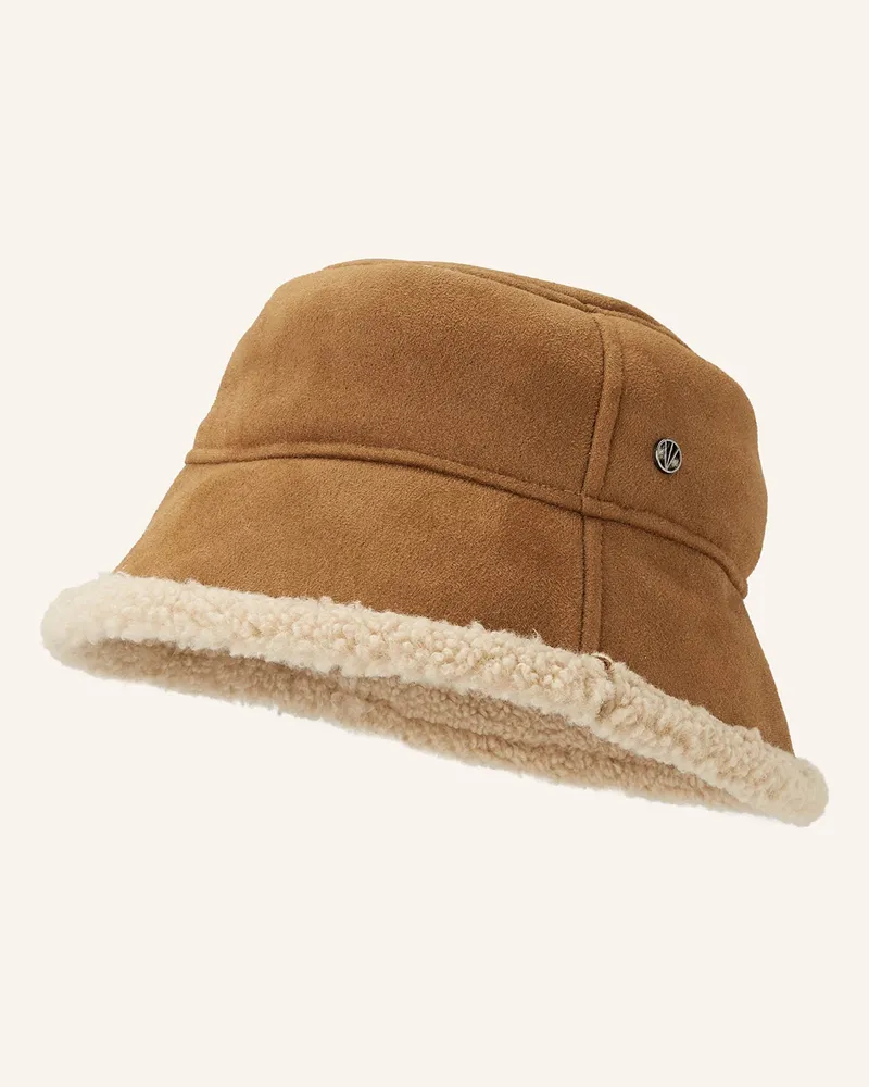 Loevenich Bucket-Hat in Lederoptik Cognac