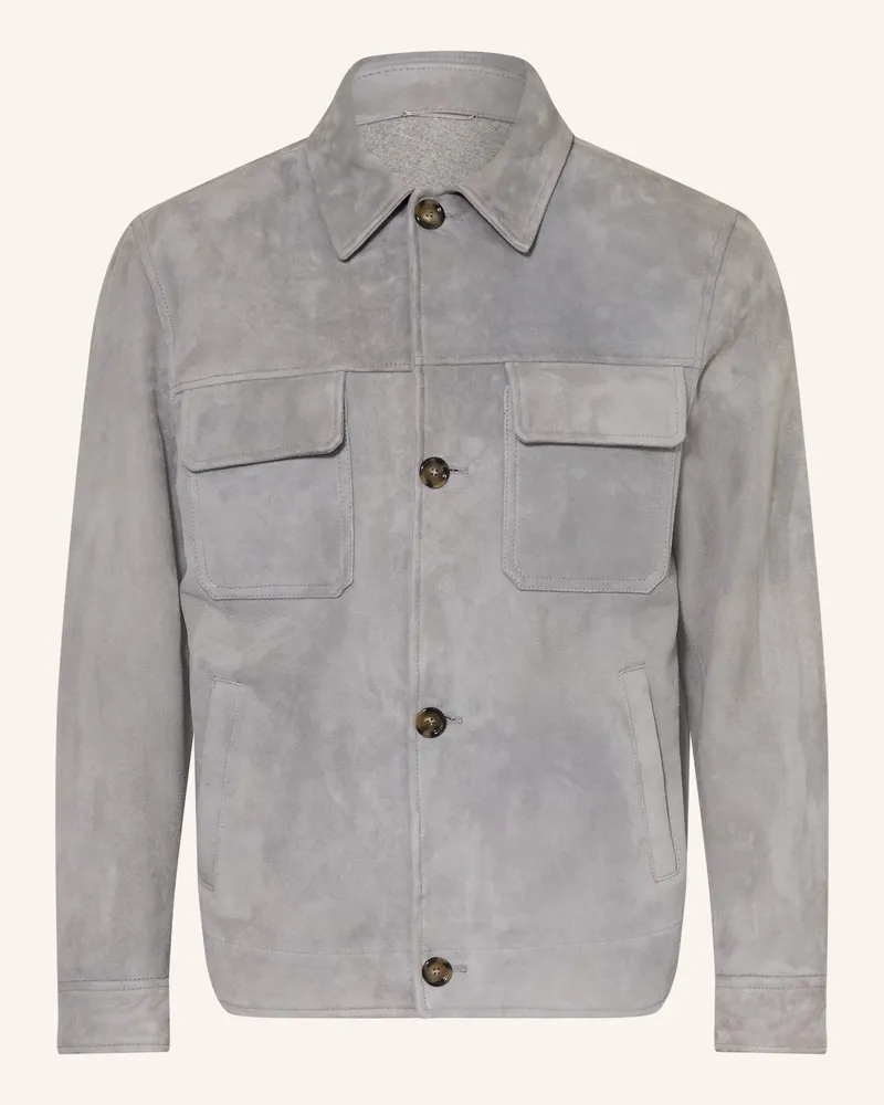 LARDINI Lederjacke grau Blaugrau