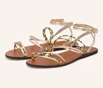 Sandalen Mit Schmuckperlen gold