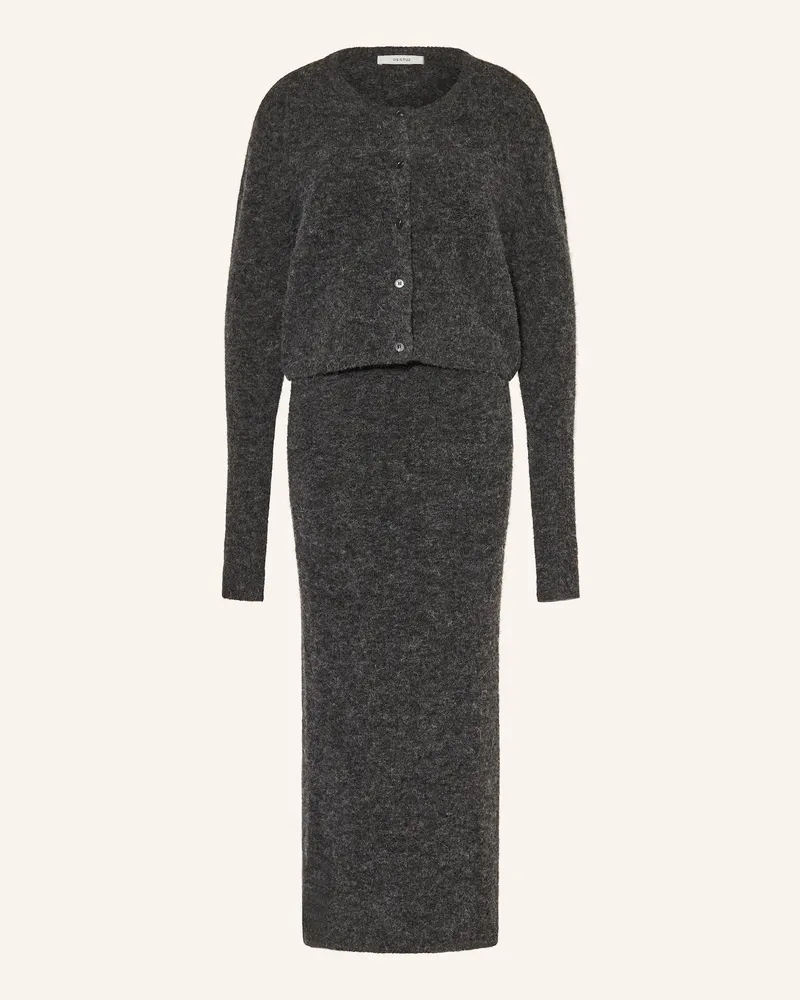 Gestuz Set Gzalpha: Strickkleid Und Strickjacke Mit Alpaka grau Dunkelgrau