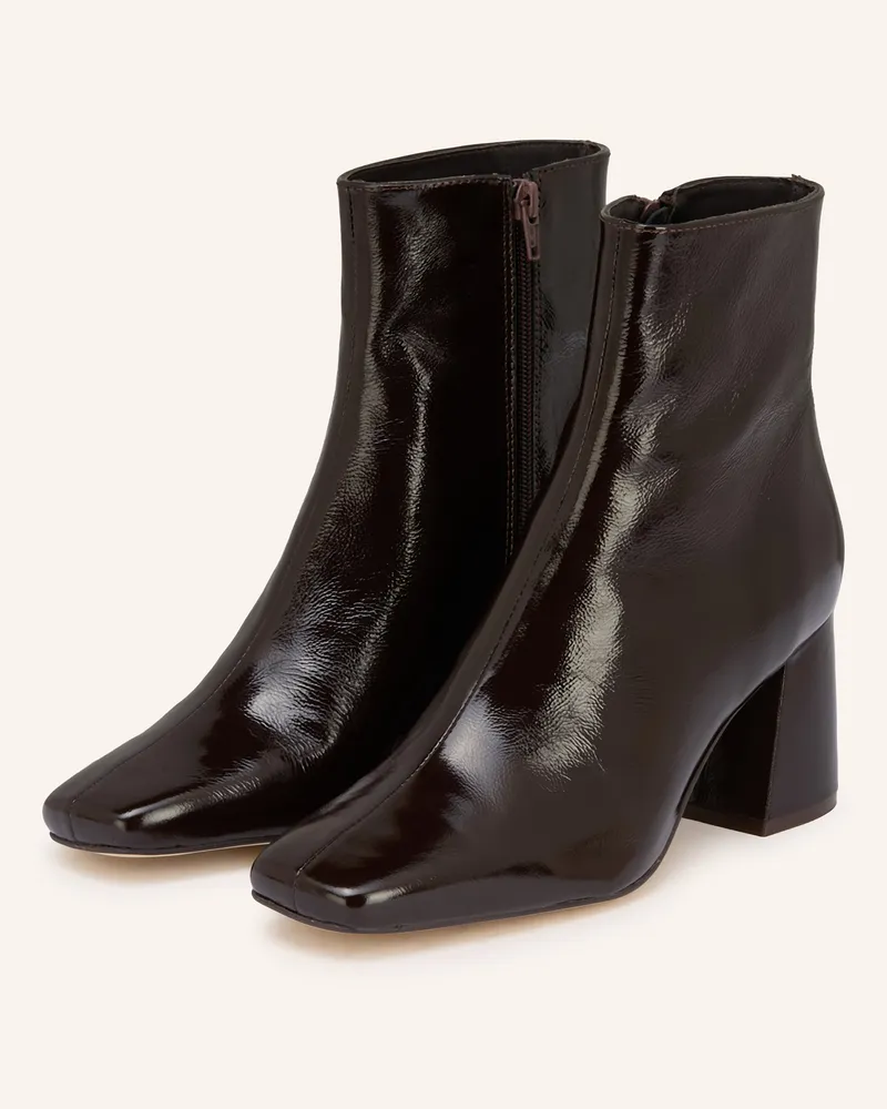 Mrs & HUGS Lack-Stiefeletten Dunkelbraun