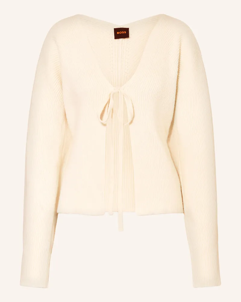 HUGO BOSS Strickjacke Fumm weiss Ecru