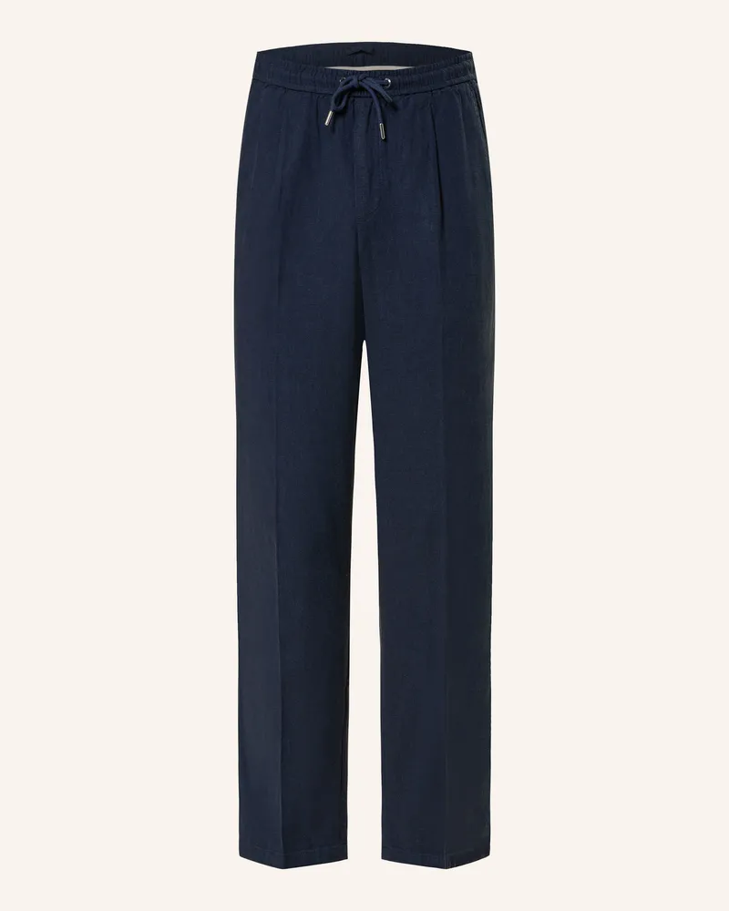 Profuomo Hose im Jogging-Stil Loose Fit mit Leinen Dunkelblau